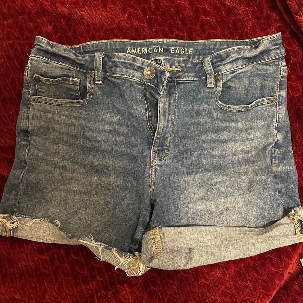 American Eagle Outfitters Blue Jean Shorts Distressed Cut-Off